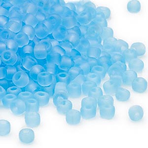 Matsuno seed bead (6/0), transparent, matter, aqua blue, 680pcs, 40gr.
