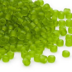 Matsuno seed bead (6/0), transparent, matte, light green, 680pcs, 40gr