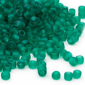 Matsuno seed bead (6/0), transparent, matte, jade green, 680pcs, 40gr