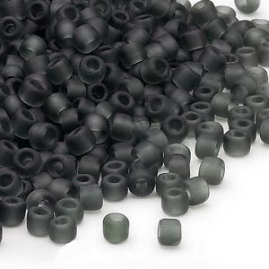 Glass bead, seed bead, size #6, transparent, matte grey, 4x3mm, ca. 680pcs, 40gr.