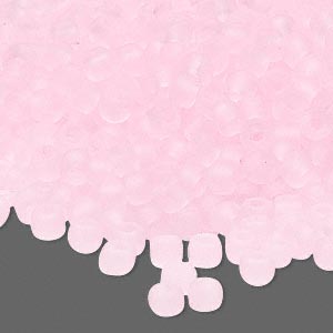 Matsuno seed bead (6/0), transparent, matte, light pink, 680pcs, 40gr.