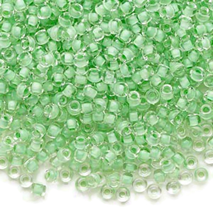 Matsuno seed bead (8/0), clear/green, 700pcs, 40gr
