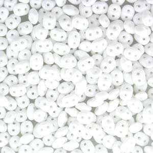 Matubo Mini-duo, 2-hole bead, chalk white, opaque, 2x4mm, 8g, approx. 180 pcs