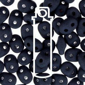 Matubo Mini-duo, 2-hole bead, matte black, 2x4mm, 8g, approx. 180 pcs