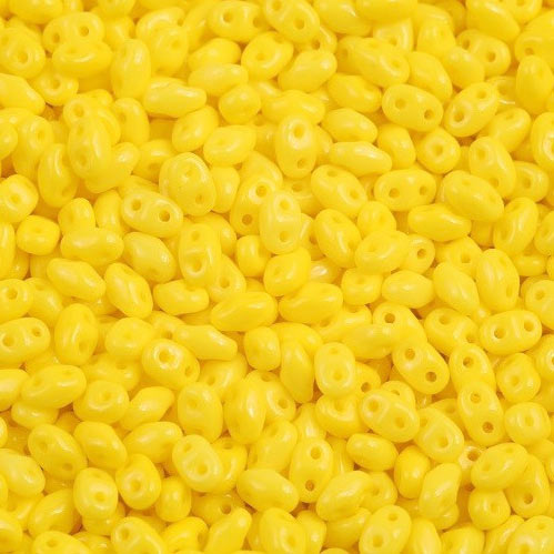Matubo Mini-duo, 2-hole bead, yellow, opaque, 2x4mm, 8g, approx. 180 pcs