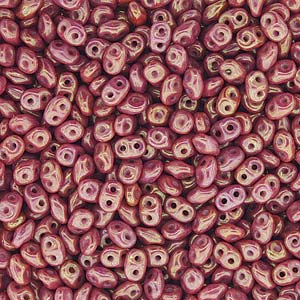 Matubo Mini-duo, 2-hole bead, pink AB, 2x4mm, 8g, approx. 180 pcs