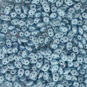 Matubo Mini-duo, 2-hole bead, chalk blue luster, opaque, 2x4mm, 8g, approx. 180 pcs