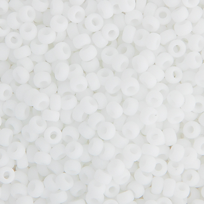 Miyuki seed bead, matte white, size #11, 2x1,5 mm, ca. 1200 pcs