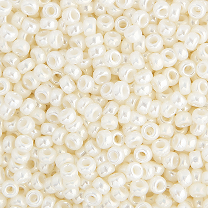 Miyuki seed bead, ivory pearl, size #11, 2x1.5 mm, ca. 1200 pcs