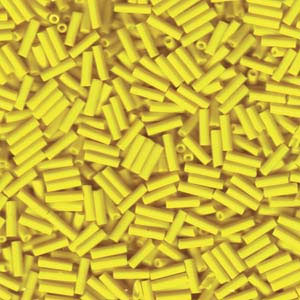 Miyuki, Glass bugle bead, tube beads, opaque, yellow, 6x1.7 mm, hole 0.8mm ca. 400pcs.