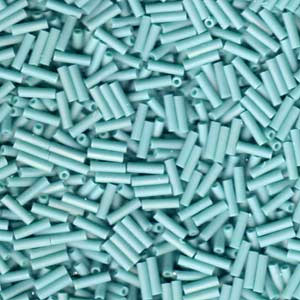 Miyuki, Glass bugle bead, tube beads, opaque, matte turquoise, 6x1.7 mm, hole 0.8mm, 400pcs