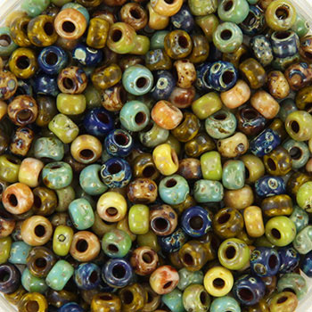 Miyuki seed bead, Picasso nature, mix85, 6-colour mix, #8, 3,1x2,1 mm, 12gr. 450pcs