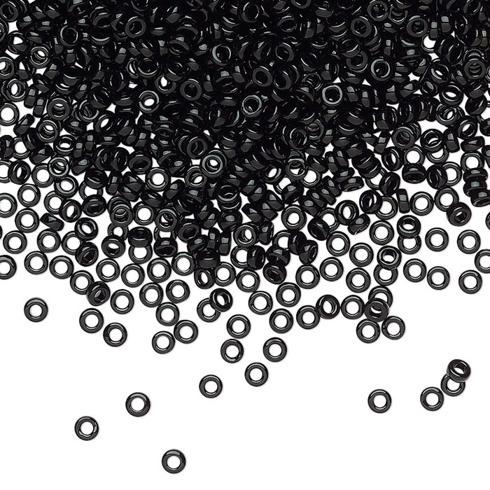 Miyuki seed bead, glass, rondelle, black, 2.2x1 mm, 7gr, approx. 1100 pcs