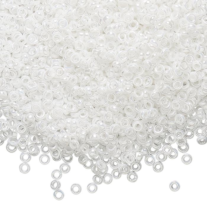 Miyuki seed bead, glass, rondelle, pearl white, Duracoat, 2.2x1 mm, 7gr, approx. 1100 pcs