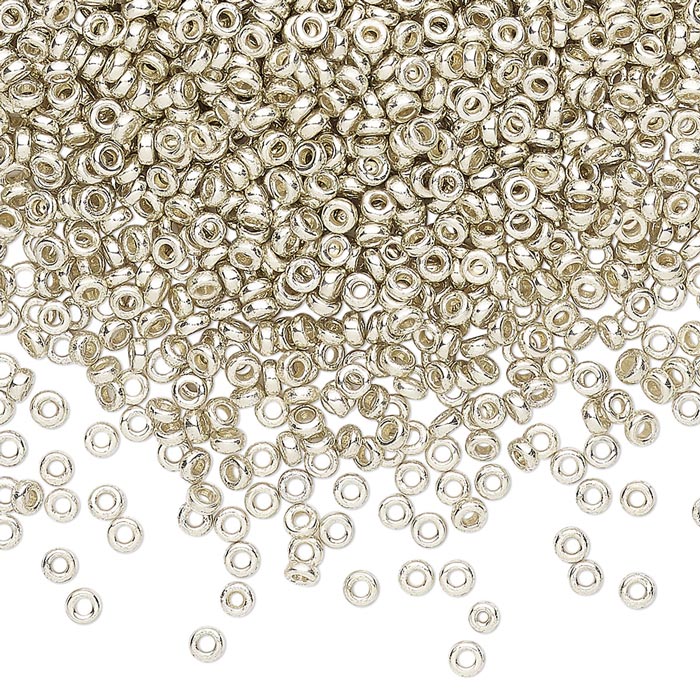 Miyuki seed bead, glass, rondelle, silver plated, Duracoat, 2.2x1 mm, 7gr, approx. 1100 pcs