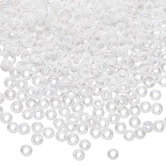 Miyuki seed bead, glass, rondelle, pearl white, 3x1.4 mm, 7.5gr, approx. 450 pcs