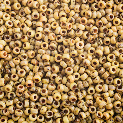 Miyuki seed bead, yellow Picasso, size #11, 2x1,5 mm, ca. 1200 pcs