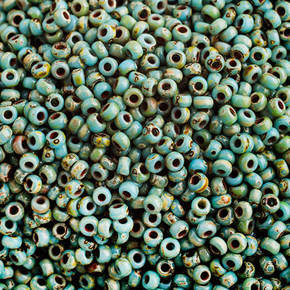 Miyuki seed bead, Turquoise Blue Picasso, size #15, 1.5x1 mm, 3000 stk