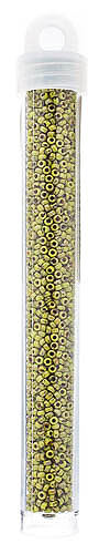 Miyuki seed bead, Chartreuse Picasso, size #11, 2x1,5 mm, ca. 1200 pcs