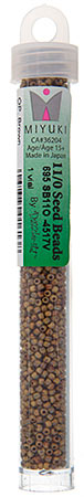 Miyuki seed bead, brown Picasso, size #11, 2x1,5 mm, ca. 1200 pcs