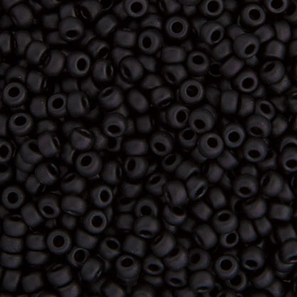 Miyuki seed bead, matte black, size #15, 1.5x1 mm, ca. 3000 pcs