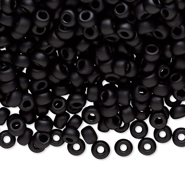 Miyuki seed bead #6, matte black, 4,5x3 mm, ca. 150 pcs. 12g, 