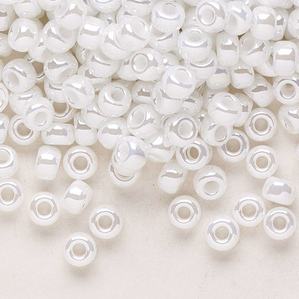 Miyuki seed bead #6, white perle, 4,5x3 mm, ca. 150 pcs. 12g, 
