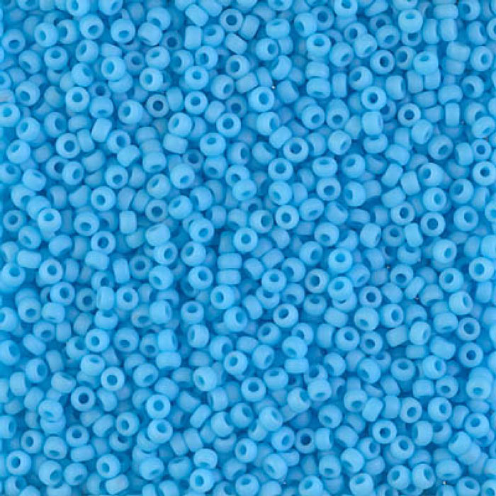 Miyuki seed bead, matted, turquoise blue, opaque, size #11, 2x1,5 mm, 1200 pcs