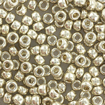 Miyuki seed bead, Duracoat, #8, silver, 3x1.8mm, ca. 480pcs. 12 gram