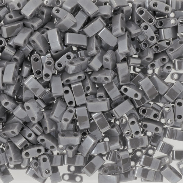 Miyuki, half Tila, two-hole-bead, opaque, grey, luster, 5x2.3mm, 5gr, 130pcs