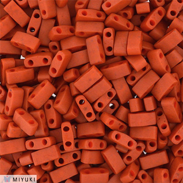 Miyuki half Tila, two-hole-bead, opaque, matte, terra cotta, 5x2,3mm, 5gr, ca. 130pcs