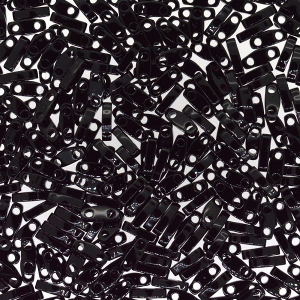 Miyuki, quarter Tila, two-hole-bead, opaque, shiny black, 5x1,3mm, 5gr, ca. 220pcs
