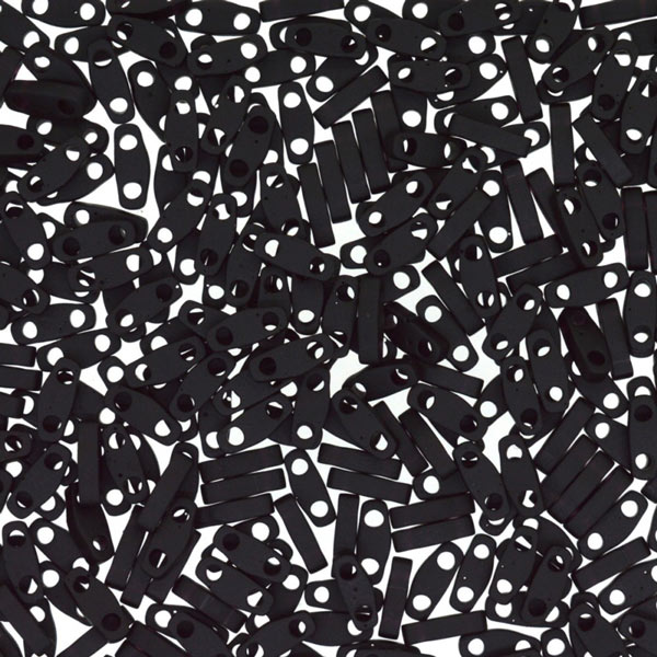 Miyuki, quarter Tila, two-hole-bead, opaque, matte black, 5x1,3mm, 5gr, ca. 220pcs