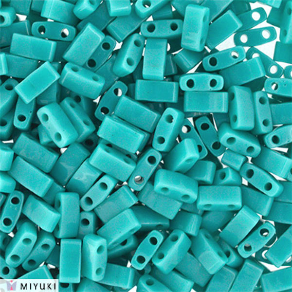 Half-Tila bead, opaque, turquoize, rectangular shaped, 5x2.3mmm 5gr, 130pcs.