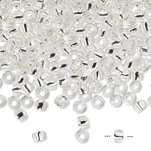 Glass bead, Matsuno seed bead (8/0), transparent/silver, 3x2mm, 700pcs. 40gr.