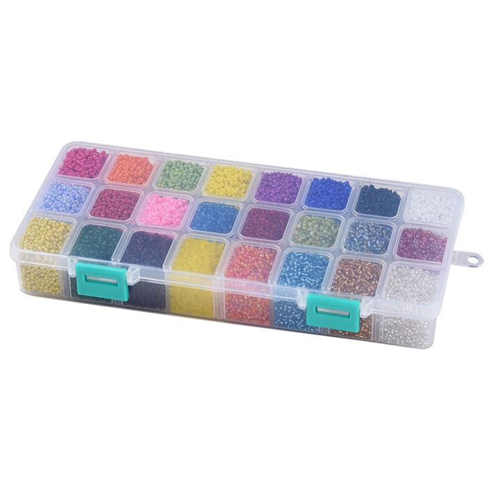 Seed bead mix in box, 2mm size #12, 24 different colors, ca. 18000 beads, 1 pc