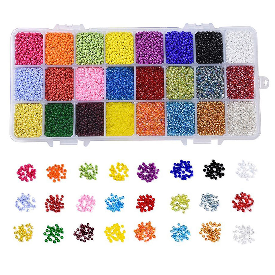 Seed bead mix in box, 2mm size #12, 24 different colors, ca. 18000 beads, 1 pc
