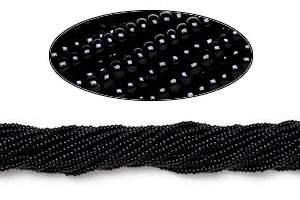 Glass seed bead, black, opaque, 2x1.5 mm, 1900pcs.