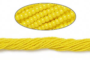 Glass seed bead, yellow, opaque, 2x1.5 mm, 1900pcs.