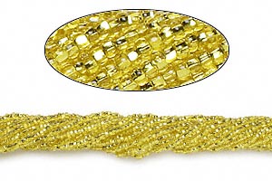 Glass seed bead, yellow, transparent, 2x1.5 mm, 1900pcs.