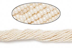 Glass seed bead, pearl, opaque, 2x1.5 mm, 1900pcs.