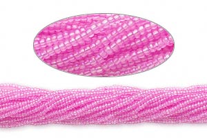 Glass seed bead, transperant, pink, 2x1.5 mm, 1900pcs.
