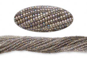 Glass seed bead, iridescent paradise gray, 2x1.5 mm, 1900pcs.