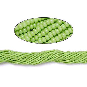 Glass seed bead, opaque summer green, 2x1.5 mm, 1900pcs.