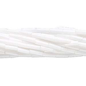 Glass bugle bead, oblong, opaque white, 6x2 mm, 450pcs.