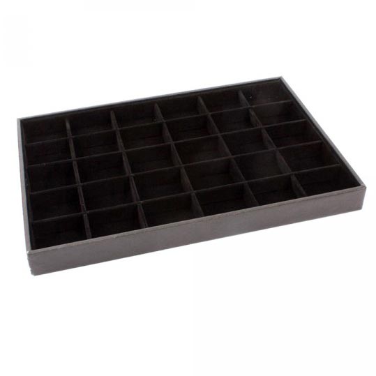 Display box for jewelry and beads, black velours, with 30 compartments, 1pc.
