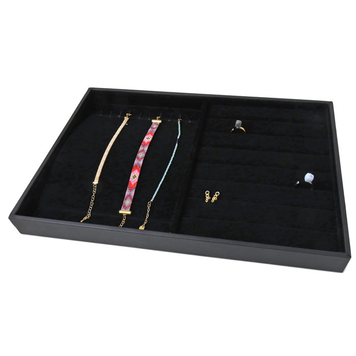 Display box, black velour, for bracelets, fingerrings, earrings etc., 1pc
