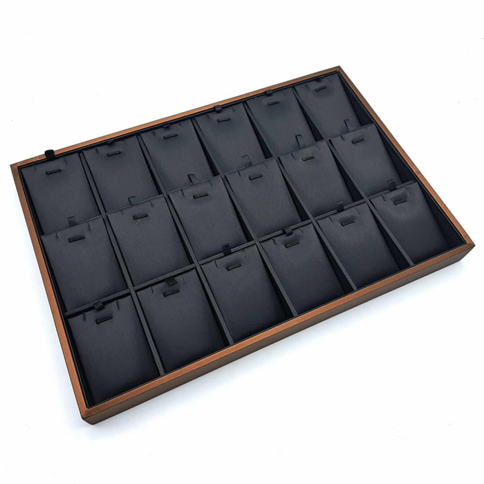 Display box, for jewelry sets, copper colored with 18 inserts for jewelry, 1 pcs