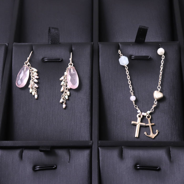 Display box, for jewelry sets, copper colored with 18 inserts for jewelry, 1 pcs