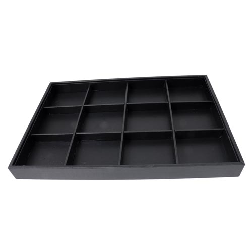 Display box, black leatherette, 12 compartments, 1pc.